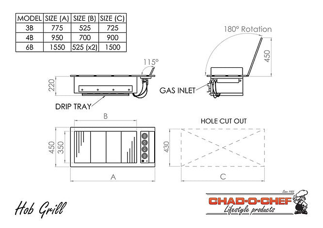 Drop In Gas Braai - Calore Pretoria