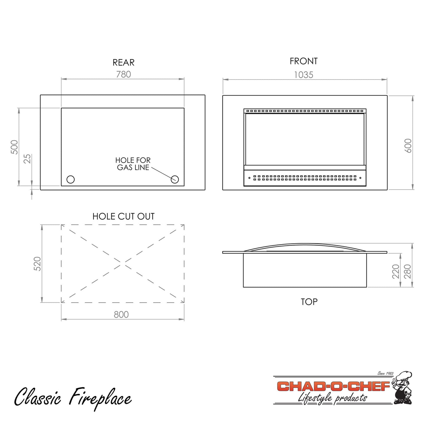 Chad-O-Chef Classic Gas Fireplace - Calore Pretoria