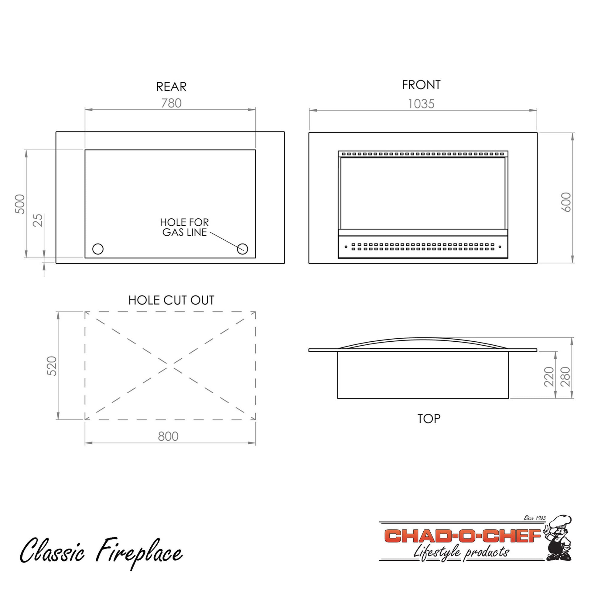 Chad-O-Chef Classic Gas Fireplace - Calore Pretoria